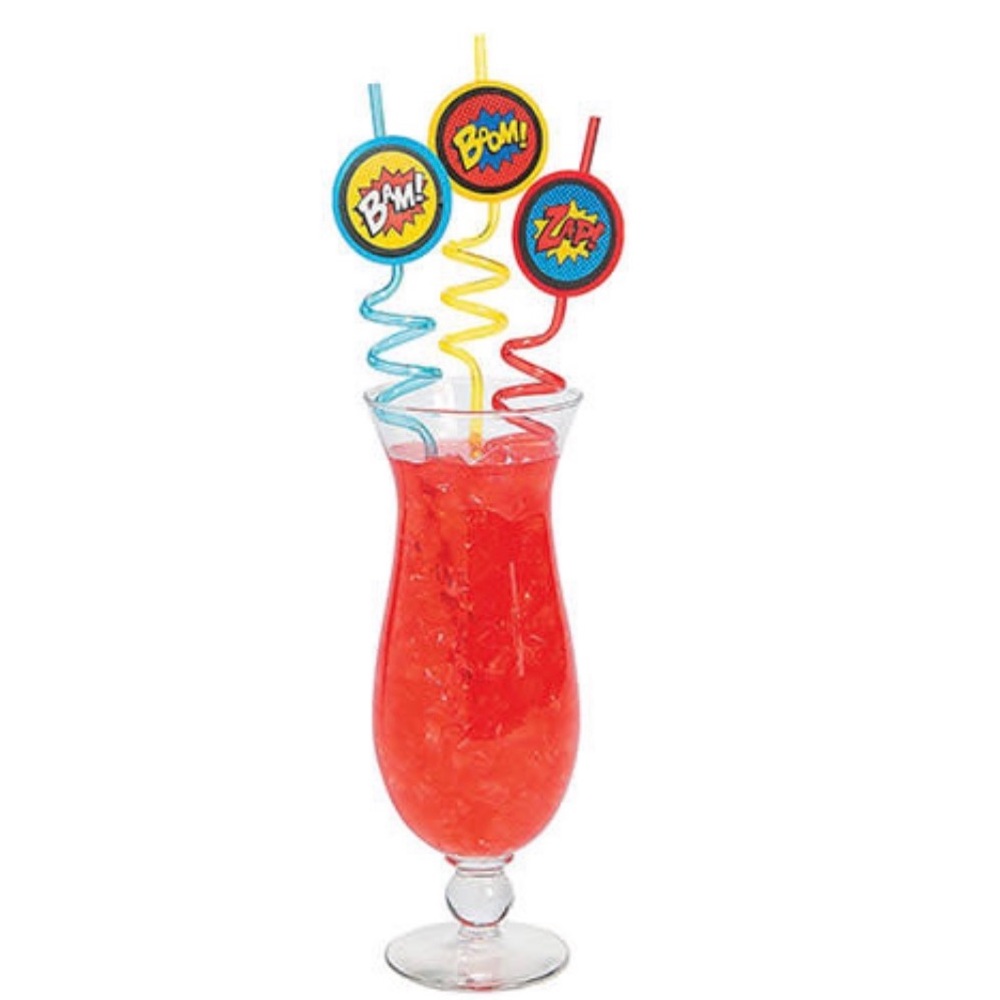 30 BAM BOOM ZAP Colorful Comic-Themed Party Straws